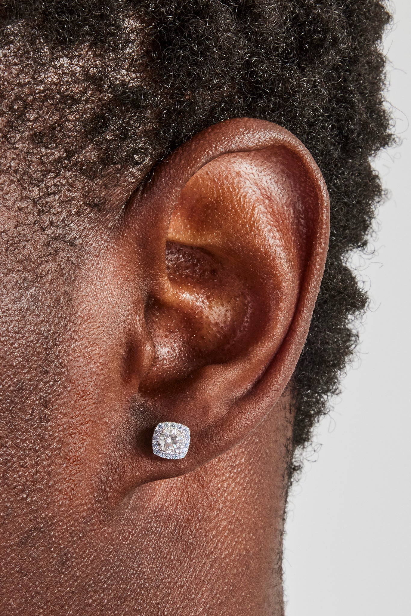 Iced Blue Edge Cluster Stud Earrings - 7mm